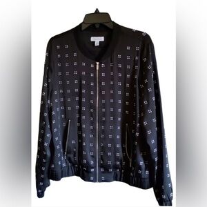 Calvin Klein Black Bling Silver Studded Satin Women’s Jacket Size XL